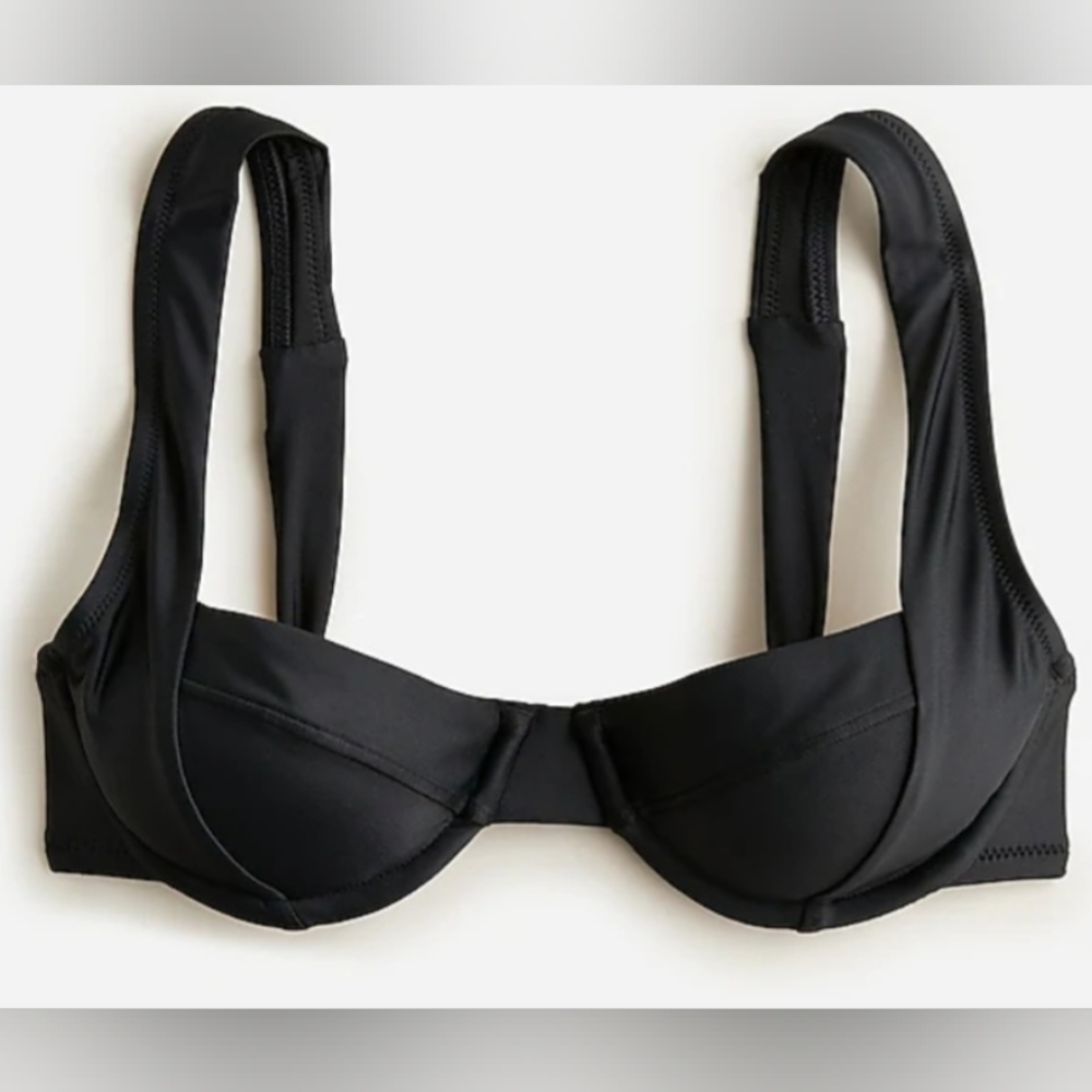 32B 32C 32D J. Crew Swim Cross Back Underwire Bikini Top Black